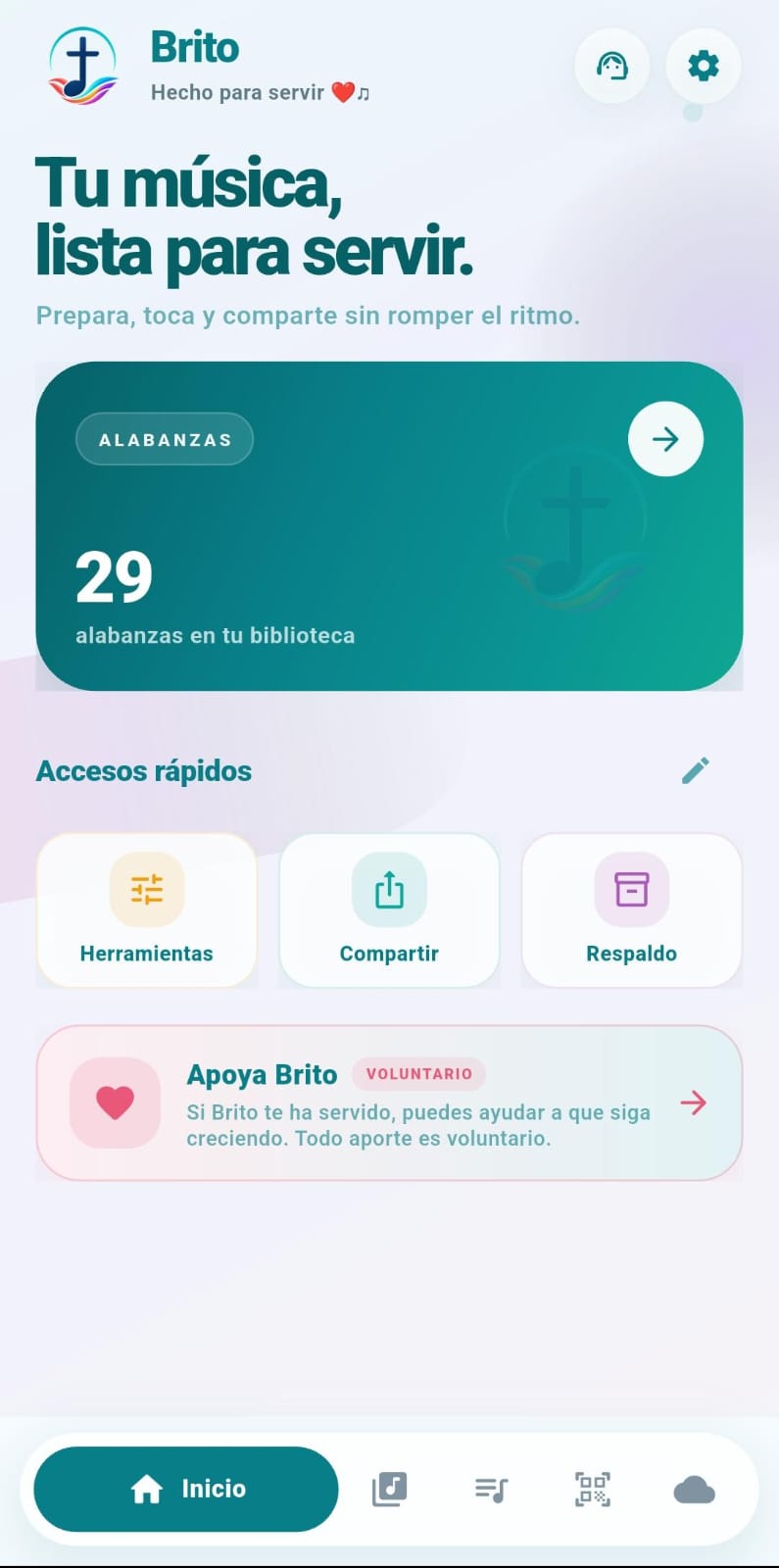 Pantalla de Inicio de Brito en Android
